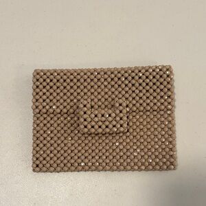 Elegant Tan Beaded Clutch